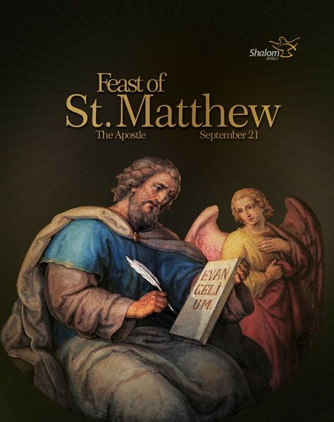 '“Follow me,” he told him, and Matthew got up and followed him.’ (Matthew 9:9)  #ShalomWorldTV #SaintMatthew #FeastofStMatthew #Apostle #DiscipleofChrist St Mathew The Apostle Feast, St Matthew Feast Day, Saint Matthew Apostle, St Matthew Apostle, Saint Mathew, St Mathew, Birthday Wishes For A Friend Messages, Pubmat Ideas, Saint Feast Days