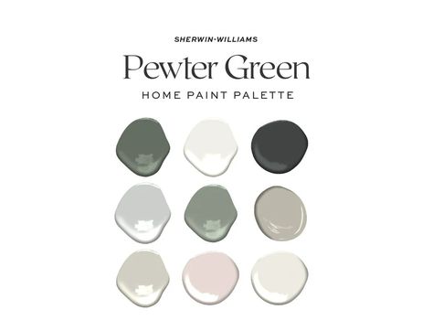 Pewter Green Color Palette, Pewter Green Cabinets, Home Paint Palette, Color Palette Interior, Trim Ceiling, Ceiling Color, Agreeable Gray Sherwin Williams, Color Palette Interior Design, Interior Design Color Schemes