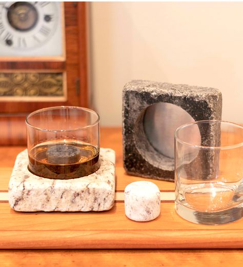 Glass, Stones, and Chilling Granite Coasters, Set of 2 | VivaTerra Beer Koozies, Sea Stones, Whiskey Lover Gifts, Whiskey Tumbler, Cool Coasters, Natural Granite, Granite Colors, Stone Accessories, Glass Tumblers