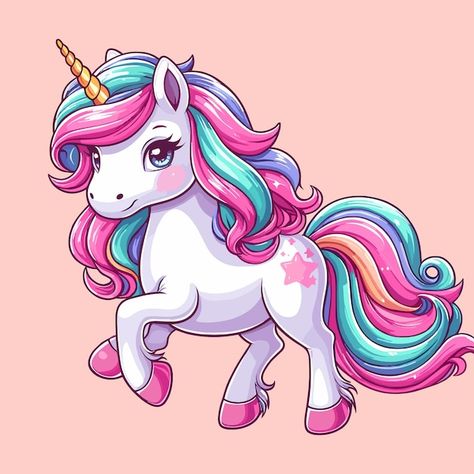 Qué linda ilustración de dibujos animado... | Premium Vector #Freepik #vector #colores #fondo #creer #encantador Unicorn Academy, Cake Pic, Unicorn Topper, Unicorn Pictures, Wood Wall Art Diy, Unicorn Wallpaper, Unicorn Art, Topper Cake, Girl Sketch