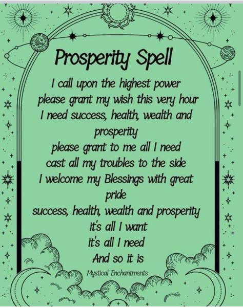 Prosperity Spell Chant, Abundance Chant, Witchcraft Incantation, Prosperity Chant, Third Eye Awakening, Manifestation Spells, Prosperity Spell, Witchcraft Spells For Beginners, Spells For Beginners