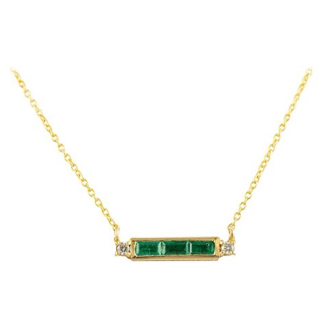 Check out this item from 1stdibs! 14k Solid Yellow Gold Diamond Emerald Baguette Bar Necklace, Thank You Gift: https://www.1stdibs.com/id-j_23411142 Gold Gemstone Necklace, Baguette Necklace, Dressy Outfit, Bar Pendant Necklace, Mother Daughter Gifts, Flower Shoes, Aquamarine Pendant, Aquamarine Necklace, Turtle Necklace