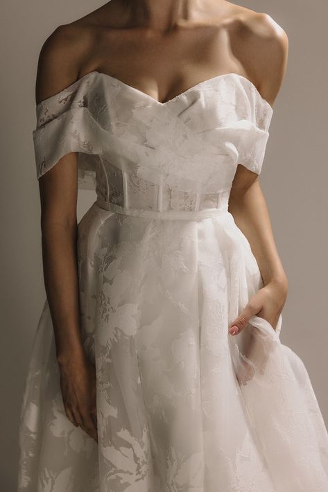 Nicolo in Floral Organza | Hera Couture Dreamy Effect, Wedding Dress Sheer, Hera Couture, Organza Wedding Dress, Floral Overlay, Floral Wedding Dress, Couture Gowns, Sweetheart Neckline, A Line Skirts