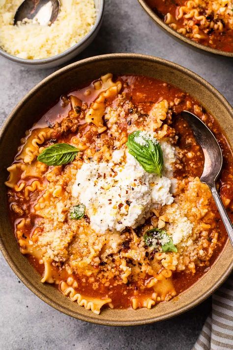 Lasagna Soup | So Much Food Soup Dutch Oven, Weeknight Soup, One Pot Lasagna Soup, One Pot Lasagna, Braised Pork Shoulder, So Much Food, Lasagna Soup Recipe, Pot Lasagna, Ground Sirloin