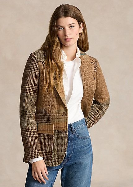 Patchwork Herringbone Tweed Blazer