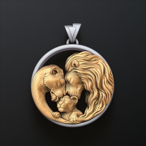 Lions Family Pendant 3D print model 🏷️The link to order is in bio. #3d #pendant #cad #jewelry #3dmodel #lion #lions #lioness #cub Lions Family, Family Pendant, 3d Pendant, Lion Family, Jewellery Design Sketches, Lion Face, Wooden Animals, Pop Design, Gold Work