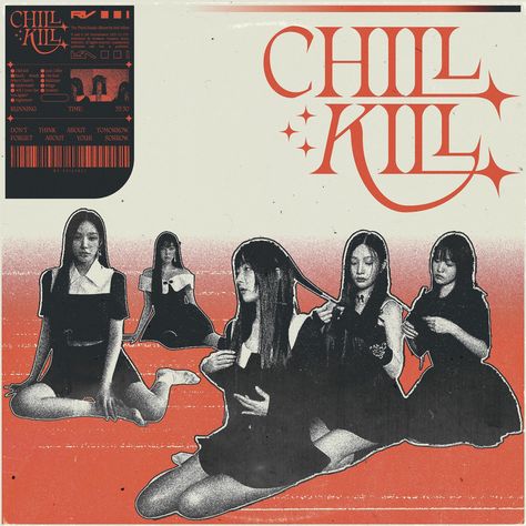 kpop alphabet redesign project letter c: chill kill by red velvet . . perhaps the most difficult one to redesign in this series so far, especially because the original cover and art direction was so gorgeous. i created some custom type and did a little sidebar tag to give this a neobrutalist look Custom Type, Letter C, Design Working, Old And New, Art Direction, Album Covers, Red Velvet, Alphabet, Velvet