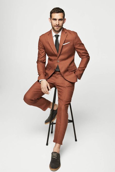 Rustic Groomsmen, Beach Wedding Suit, Cocktail Suit, Beach Wedding Suits, Mens Wedding Suits, Suit Man, Orange Suit, Wedding Suits Groom, Suit For Men