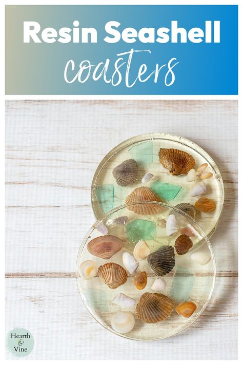 Preserve your beach vacation shell collection with this easy DIY seashell resin coaster craft. Tips and tricks to create a durable glossy coaster with seashells and sea glass make a gorgeous piece of art and a great handmade gift. Make Resin Coasters, Seashell Resin, Diy Resin Coasters, How To Make Resin, Coaster Crafts, Resin Coaster, Shell Collection, Resin Supplies, Resin Coasters