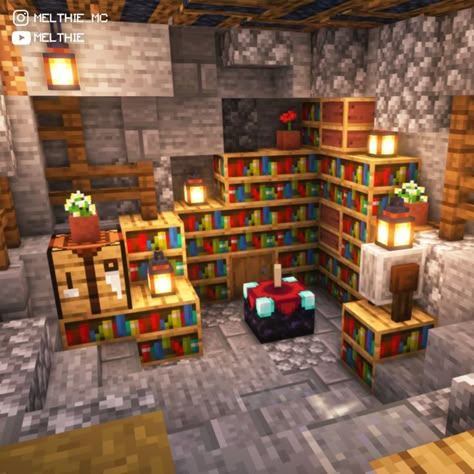 Minecraft Enchantment Room, Minecraft Enchantments, Minecraft Underground, Interior Minecraft, Minecraft Shops, Minecraft Interior, Minecraft House Plans, Minecraft Cottage, Minecraft House Tutorials