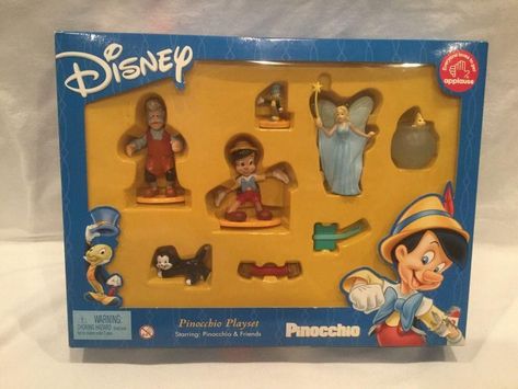 Pinocchio Figures Playset is new. Box shows some wear. Thanks for looking!! Pinocchio Disney, Disney Pinocchio, Wooden Puppet, Disney Doll, Disney Figures, Boy Toys, Wood Carver, Blue Fairy, Disney Dolls