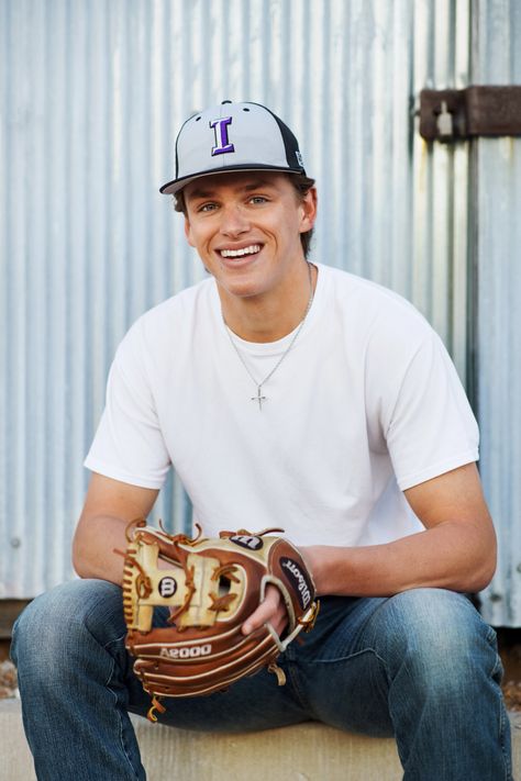 Senior Pictures For Baseball Players, Senior Year Baseball Pictures, Casual Baseball Senior Pics, Senior Pictures With Sports, Senior Photo Baseball, Senior Baseball Picture Ideas With Mom, Senior Picture Baseball Ideas For Guys, Baseball Jersey Senior Pictures, Guy Senior Photos Baseball