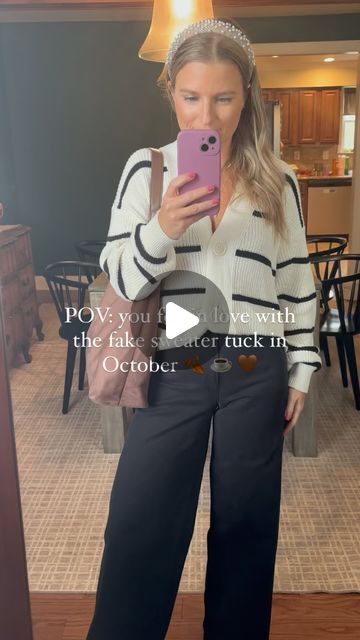 Trudy Lynn Linton on Instagram: "Love the fake sweater tuck! 

What is it? When your jeans are too tight to tuck, mix match the last 2 bottoms of your sweater with the last tucking under through the sweater to create a “tucked” look without actually being tucked. Why is this great? It prevents excess bunching that is visible through your bottoms! 

#hack #stylehack #tuck #faketuck #darkdenim #targetstyle #booties #brownboots #suedebag #petitedenim

Be sure to follow @yourpetitebestie for daily affordable fashion inspo!

H OW TO SHOP:
✨ comment LINK to receive a direct link in DM 
✨ click the link in my bio “Amazon & LTK storefront” 
✨ check out my stores for clickable links to ups to buy" Tuck In Sweater, Sweater Tuck, Target Style, Dark Denim, Store Fronts, Brown Boots, Affordable Fashion, Mix Match, Tights