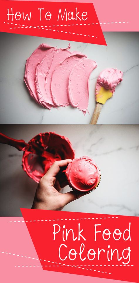 DIY Pink food coloring using buttercream frosting as your canvas! http://www.ehow.com/how_7789484_make-pink-food-coloring.html?utm_source=pinterest.com&utm_medium=referral&utm_content=freestyle&utm_campaign=fanpage Diy Red Food Coloring, Natural Pink Food Coloring, Dye Free Pink Frosting, How To Make Pink Frosting, How To Make Pink Colour, Dye Free Cupcakes, What Colors Make Pink, Red Food Dye, How To Make Pink