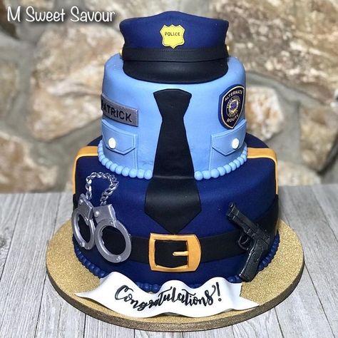 Policeman Birthday Cake, Cop Graduation Cake, Police Promotion Cake, Police Themed Birthday Cake, Cake Police Birthday, Police Cake Ideas Birthday, Police Graduation Cake, Police Cake Design, Police Retirement Party Ideas