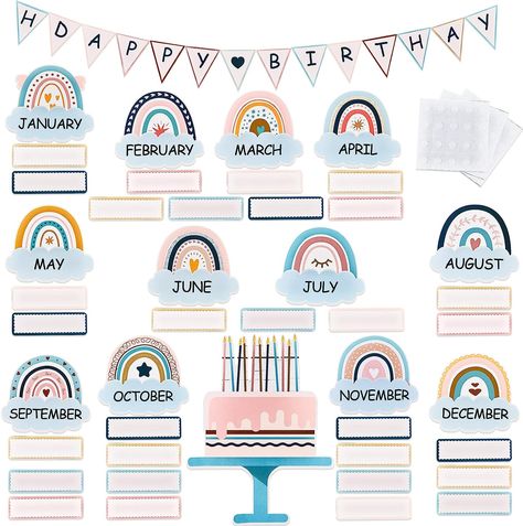 60 Pieces Boho Classroom Decor Birthday Bulletin Board Decorations Set Rainbow Bulletin Board Decor Classroom Chart Wall Decoration Cutouts for School Calendar Birthday Border (Blue Series) Birthday Border, Rainbow Bulletin Boards, Birthday Bulletin Board, Calendar Bulletin Boards, Calendar Birthday, Boho Classroom Decor, Birthday Bulletin Boards, Boho Classroom, Classroom Charts