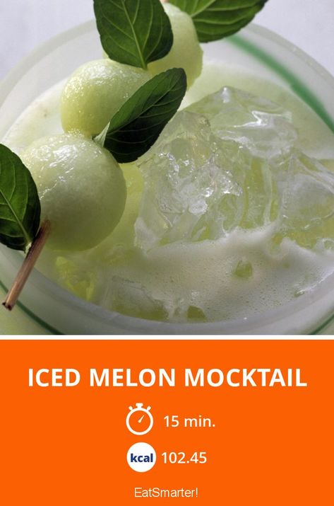 Iced Melon Mocktail - quick recipe - simple dish - A recipe idea by EAT SMARTER | non-alcoholic, Beverage #none #recipes Melon Mocktail, Green Melon, Sparkling Mineral Water, Healthy Delicious Recipes, Winter Melon, Alcoholic Beverage, Honeydew Melon, Recipe Simple, Mocktail Recipe