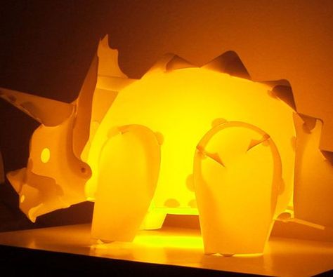 Act like a paleontologist uncovering an ancient fossil every time you put together a triceratops lamp. These prehistoric DIY lamps offer the opportunity to... Dino Lamp, Dinosaur Lamp, Dinosaur Bedroom, Cool Kids Rooms, Gingerbread House Kits, Dinosaur Room, Unique Diy Gifts, Big Boy Room, Diy Lamp