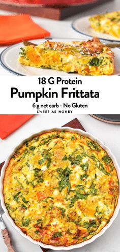 Pumpkin Feta Frittata, Pumpkin Spinach Feta Frittata, Fall Frittata Recipes, Pumpkin Frittata, Pumpkin And Feta, Spinach Feta Frittata, Breakfast Egg Bake, Healthy Frittata, Cottage Cheese Breakfast