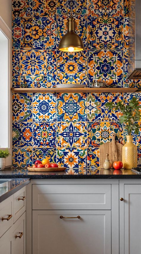 backsplash kitchen ideas Moroccan Tile Kitchen Backsplash, Marocan Tiles, Moroccan Tiles Kitchen Backsplash, Modern Moroccan Kitchen, Moroccan Kitchen Decor, Moroccan Tiles Kitchen, Mexican Tile Kitchen, Vintage Tin Tiles, Moroccan Tile Backsplash