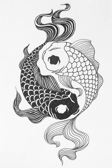 Koi Fish, Yin Yang, Koi, Tattoo Ideas, Screen, Fish, Tattoos, Black