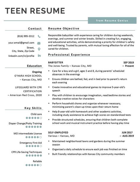 Teenage Resume Examples, How To Make A Resume Free Samples, Resume For 1st Job, Teen Resume With No Experience, Resume For Teens, Academic Resume, First Job Resume, Behavior Specialist, Writing A Resume