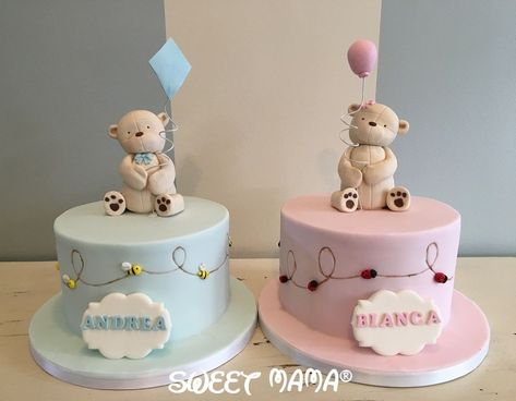 1 St Birthday Cake For Twins, 2 In 1 Cake For Boy And Girl, Twin Cakes Ideas Boy And Girl, Twin Cake Ideas, Twins First Birthday Cake, Twins Cake Ideas, Birthday Cake For Twins, Twin Baby Birthday, Twin Cakes