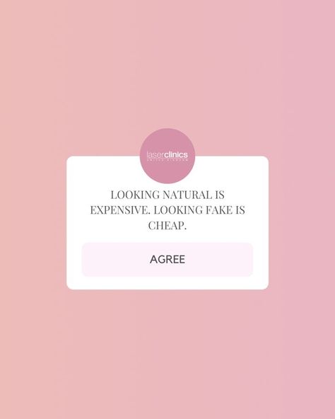 A pink Instagram tile that has a text box with the words "Looking natural is expensive, looking fake is cheap". Injector Quotes, Cosmetic Injector, Liverpool Life, Aesthetic Nurse, Skin Aesthetic, Beautiful Glowing Skin, Cosmetic Injectables, Skin Aesthetics, Hydra Facial