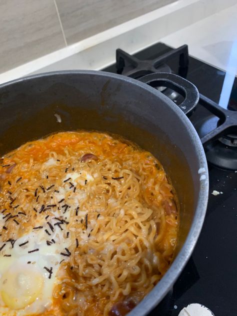 Ramen With Egg, Sausages, Ramen, Egg, Cheese