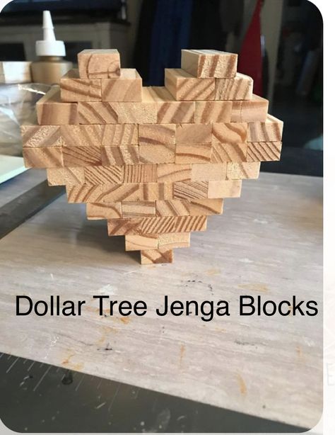 Ideas With Jenga Blocks, Jenga Tower Ideas, Jenga Block Heart Diy, Jenga Painting Ideas, Valentines Wood Projects, Jinga Crafts, Jenga Block Ideas, Jenga Blocks Diy, Jenga Diy