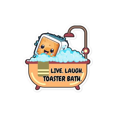 PRICES MAY VARY. ✨ Design: Introducing 'Live Laugh Toaster Bath' sticker – a shockingly hilarious take on life's quirks! Watch in disbelief as a toaster takes a bubbly dip, proving that sometimes even appliances need a spa day. This sticker is a witty reminder that life's absurd moments deserve a chuckle. Stick it on and embrace the joy in unexpected scenarios, because who knew toasters had self-care aspirations? Get ready to live, laugh, and soak up the smiles! ✨ Decoration: Get ready to unleas Live Laugh Toaster Tattoo, Live Laugh Toaster, Toaster Tattoo, Scrapbook Notebook, Book Scrapbook, In Disbelief, Small Canvas Art, Bathroom Humor, Small Canvas