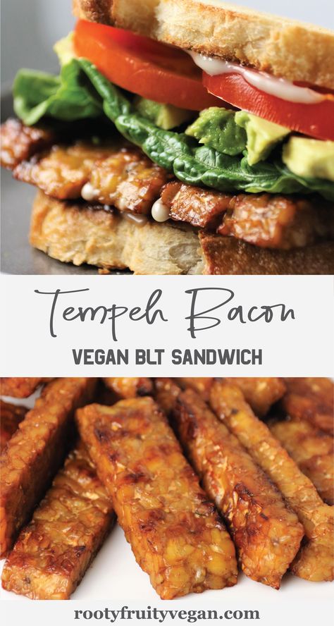 Blt Sandwiches, Vegan Blt, Vegan Blt Sandwich, Bacon Blt, Vegan Tempeh, Vegan Sandwich Recipes, Tempeh Bacon, Tempeh Recipes, Blt Sandwich