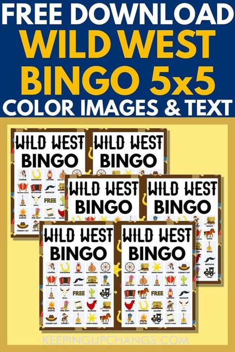 Wild West Bingo Printable Free, Country Games Cowboy Party, Cowboy Bingo Printable Free, Western Bingo Printable Free, Horse Bingo Printable Free, Wild West Games For Kids, Cowboy Party Activities, Wild West Camp Theme, Wild West Party Games