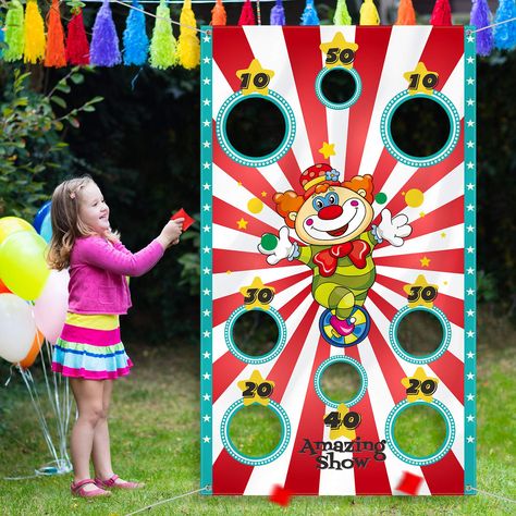 Carnival Party Decorations, Carnival Games For Kids, Outdoor Party Games, Carnival Decorations, Birthday Props, Fest Temaer, Clown Party, Bean Bag Toss Game, Carnival Themed Party