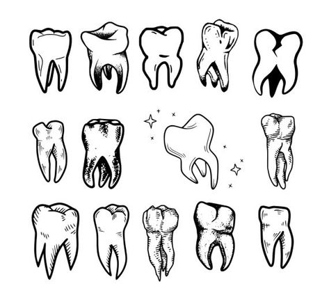 Simple Teeth Drawing, Teeth Tattoo Flash, Tooth Drawing Reference, Traditional Tooth Tattoo Design, Tooth Stick And Poke Tattoo, Drawing Of Teeth, Boygenius Teeth Tattoo, Tooth Flash Tattoo, Tooth Finger Tattoo