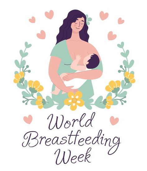 Postpartum Illustration, August Illustration, Poster Making On Breastfeeding, Mom Holding Baby Drawing, Importance Of Breastfeeding Posters, Pregnant Lady Illustration, World Breastfeeding Week, Breastfeeding Week, Holding A Baby