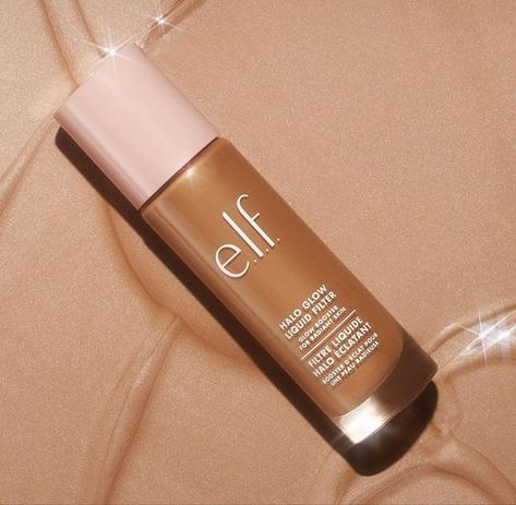 #makeup #elf #aestheticf #glow Elf Foundation Aesthetic, Elf Halo Glow Aesthetic, Elf Cosmetics Aesthetic, Elf Makeup Aesthetic, Dark Skin Foundation, Elf Beauty, Elf Foundation, Halo Glow Liquid Filter, Elf Products