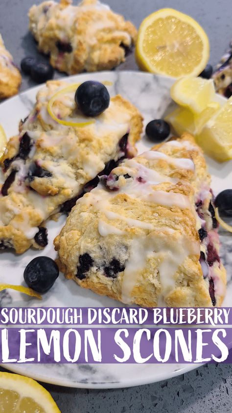 Sourdough Discard Blueberry, Use Sourdough Discard, Blueberry Lemon Scones, Blueberry Scones Recipe, Recipe Using Sourdough Starter, Sourdough Starter Discard Recipe, Lemon Scones, Homemade Sourdough Bread, Bread Starter