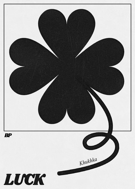 Lucky Graphic Design, Clover Logo Design Ideas, Luck Poster, Record Label Logo, Clover Logo, Blank Poster, Hair Brands, Communication Design, Lucky Clover