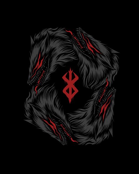 Berserk Tshirt Design, Berserk Phone Wallpaper, Berserk Symbol, Berserk Tshirt, Berserk Logo, Berserk Brand, Logo Dragon, Japanese Art Samurai, Apparel Design Inspiration