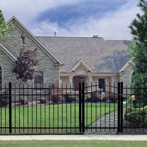 Aluminum Fence Landscaping, Fences Ideas, Decorative Fence Panels, Metal Fence Panels, Garden Fence Panels, Front Fence, Fence Styles, Types Of Fences, Front Yard Fence