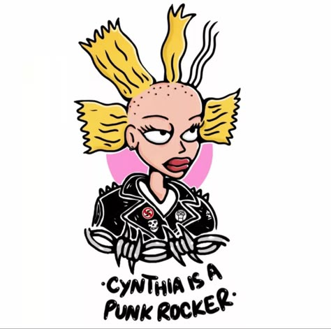 Pop Punk Tattoo, Cynthia Rugrats, Angelica Rugrats, Punk Tattoo, Flash Design, 90s Cartoon, Painted Clothes, Girls Illustration, Sticker Art