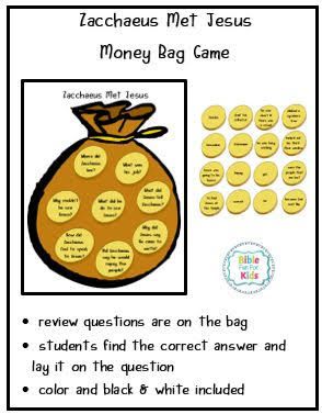 Zacchaeus Money Bag Review Game #Biblefun #Bibleforkids #Jesus #zacchaeus Zacchaeus Lesson Activities, Jesus And Zacchaeus Craft, Zacchaeus Object Lesson, Zaccheus Lesson, Zacchaeus Game, Zaccheus Crafts Sunday School, Zacchaeus Lesson, Jesus And Zacchaeus, Toddler Bible