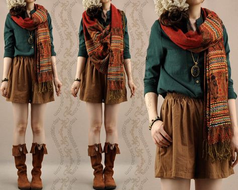 I don't love it, but I feel like I could love a variation.  No fringe, lace-up boots, different pattern on scarf. Idee Cosplay, Tumblr Outfits, Halloween 2020, Women Halloween, Modieuze Outfits, Mori Girl, Fantasy Clothing, Fantasy Fashion, Mode Vintage