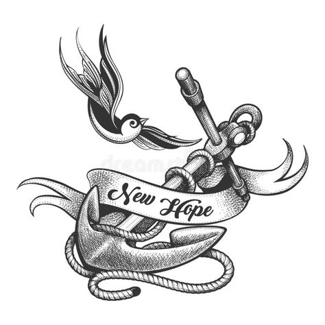 Ship Anchor Tattoo, Flying Swallow, Ribbon Vector, Art Transportation, Swallow Tattoo, Ribbon Tattoos, Ship Anchor, Anchor Tattoo, Pirate Flag