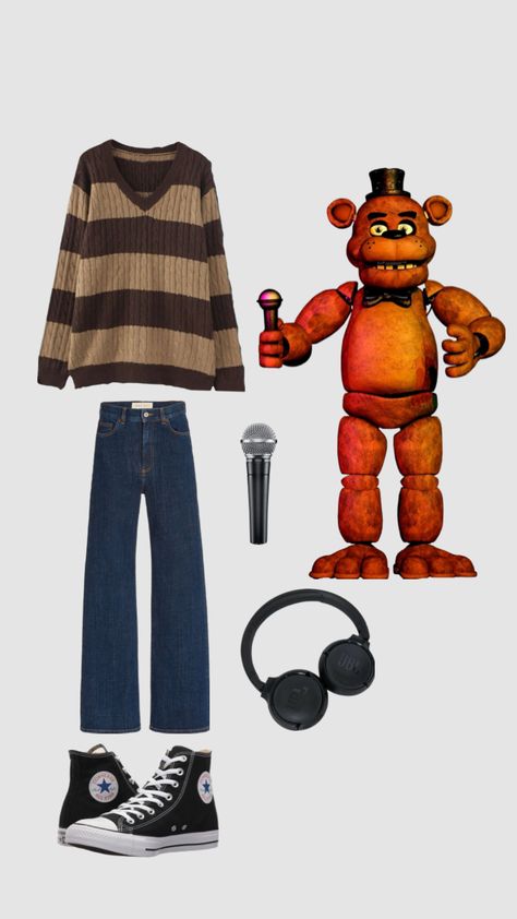 Freddy Fazbear inspired outfit Fnaf Clothes, Fnaf Outfits, Outfit Shuffles, Fnaf Cosplay, Character Inspired Outfits, Freddy Fazbear, Fnaf Characters, Video Game Characters, Photo Tips