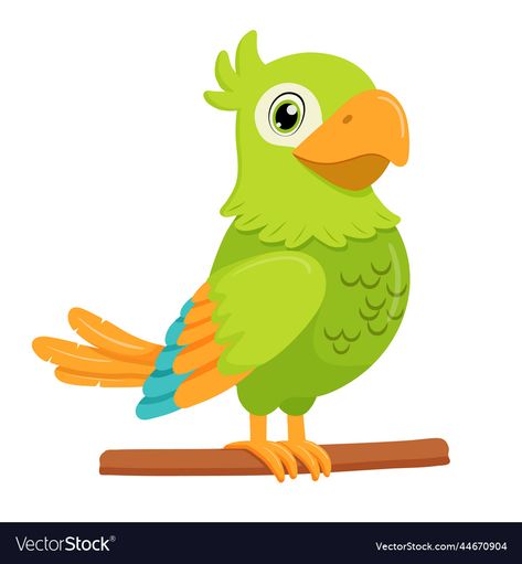 Green Parrot Bird, Ant Art, School Card, Green Parrot, Bird Stand, Green Bird, Parrot Bird, Preschool Activity, Bird Drawings