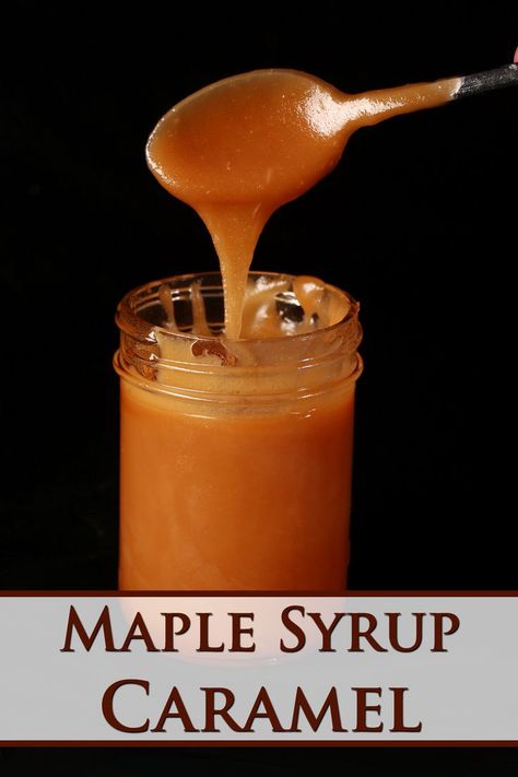 A jar of maple caramel sauce, with a spoon dripping the sauce back into the jar Butter Syrup Recipe, Maple Syrup Caramel, Rhodes Rolls, Maple Caramel, Ice Cream Sauce, Maple Syrup Recipes, I'm Fat, Caramel Dip, Caramel Recipes Sauce