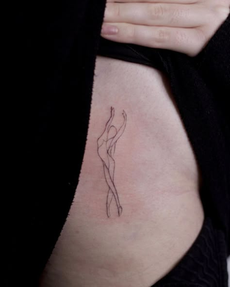 Subtle Dance Tattoo, Matching Dance Tattoos, Dancer Tattoo Ideas Silhouettes, Dancing Silhouette Tattoo, Fine Line Dancer Tattoo, Abstract Dancer Tattoo, Ballroom Tattoo, Contemporary Dance Tattoo, Fine Line Dance Tattoo