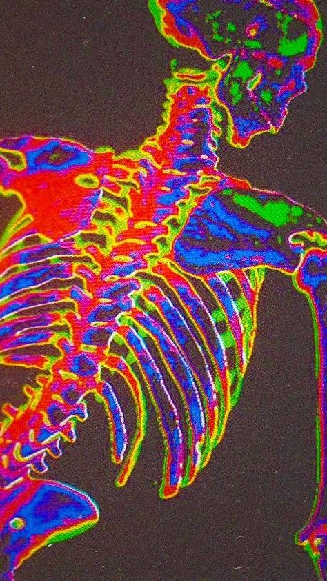 Skeleton Wallpaper Aesthetic, Skeletons Wallpaper Aesthetic, Skeleton Wallpaper, Sensory Art, Trippy Wallpaper, Rainbow Aesthetic, Hippie Wallpaper, Edgy Wallpaper, Ethereal Art